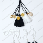 Premium Handmade Black & White Mirror Neckline Set with 4 Dupatta Corners Set