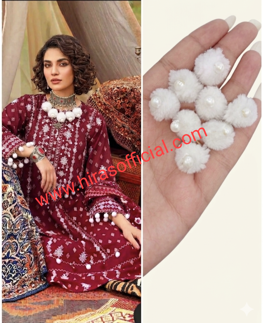 IMG_20260624_235733 Premium White Pearl Fur Pom-Pom Tassels with Center Pearl Accents - Image 1