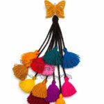 Handmade Crochet Butterfly Neckline with Multi-Color Tassels