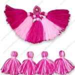 Premium Pink Handmade Neckline Hanging Latkan and Cowrie Shell Tassels Set