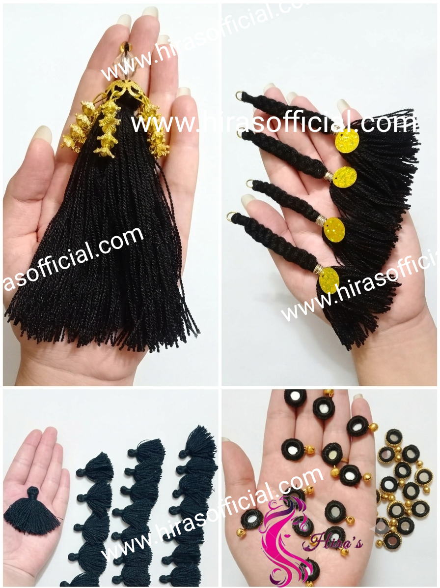 1784394581520 Premium Black Tassel & Mirror Set( 4 Pcs ) - Image 1