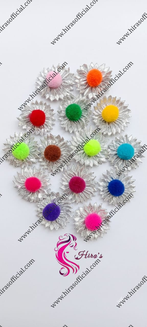 IMG-20260712-WA0003 Silver Gotta Sunflower Pom-Pom Embellishments - Image 1