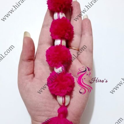 Modern Pink Pom Pom & Shell Neckline Tassels