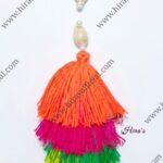 Vibrant Tiered Woolen Neckline Tassels with Shell Accent