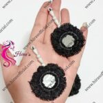 Black Loop Textured Mirror & Pearl Duptta Tassels