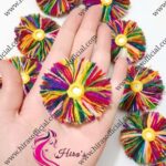 Multi-Color Wool & Mirror Flower Buttons