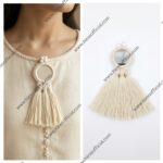 Handmade Macrame Mirror Tassel Neckline