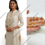 Elegant Golden Pearl Embellished Tassels