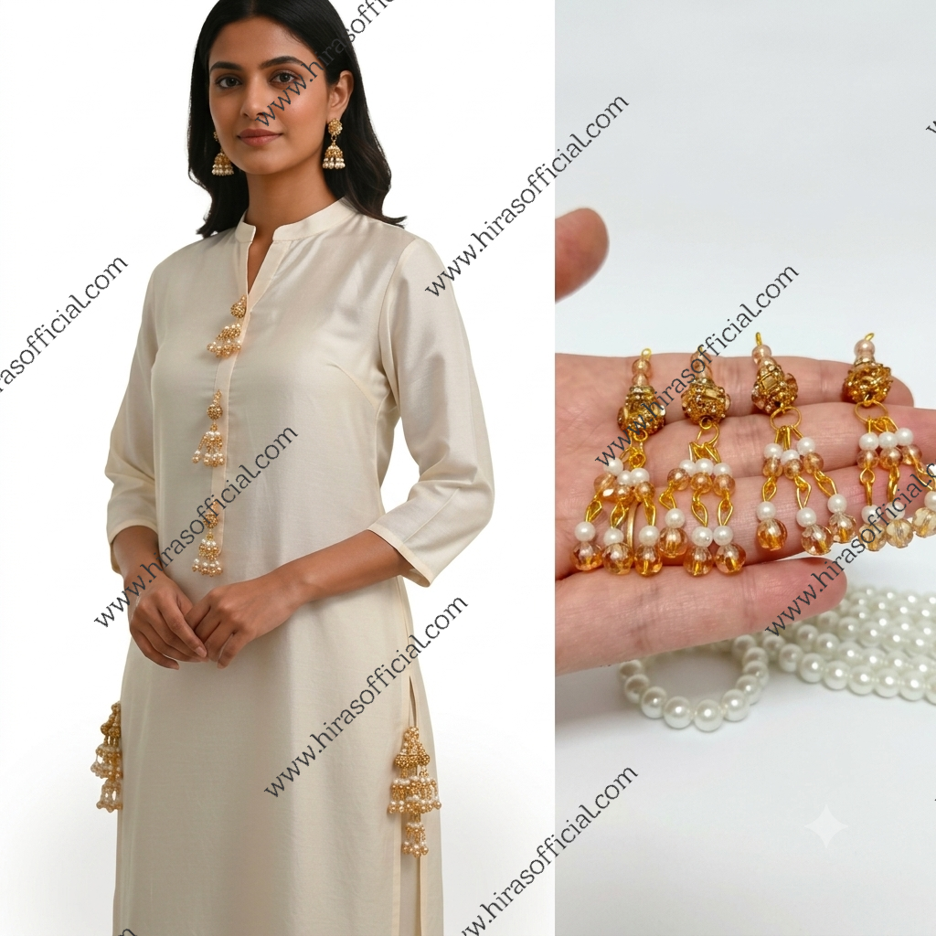 Photo_1784395581216 Elegant Golden Pearl Embellished Tassels - Image 1