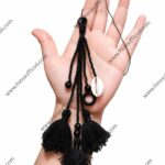 Black Woolen Tassel Neckline with Cowrie Shell & Beads