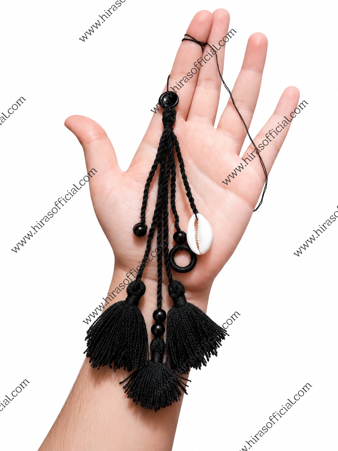 Photo_1785432857845 Black Woolen Tassel Neckline with Cowrie Shell & Beads - Image 1