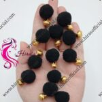 Black Pom Pom with Golden Gungroo Hangings