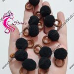 Black Pom Pom Wooden Ring Hanging