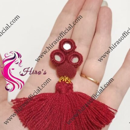 handmade-maroon-mirror-tassel-latkan-with-golden-cap-hiras